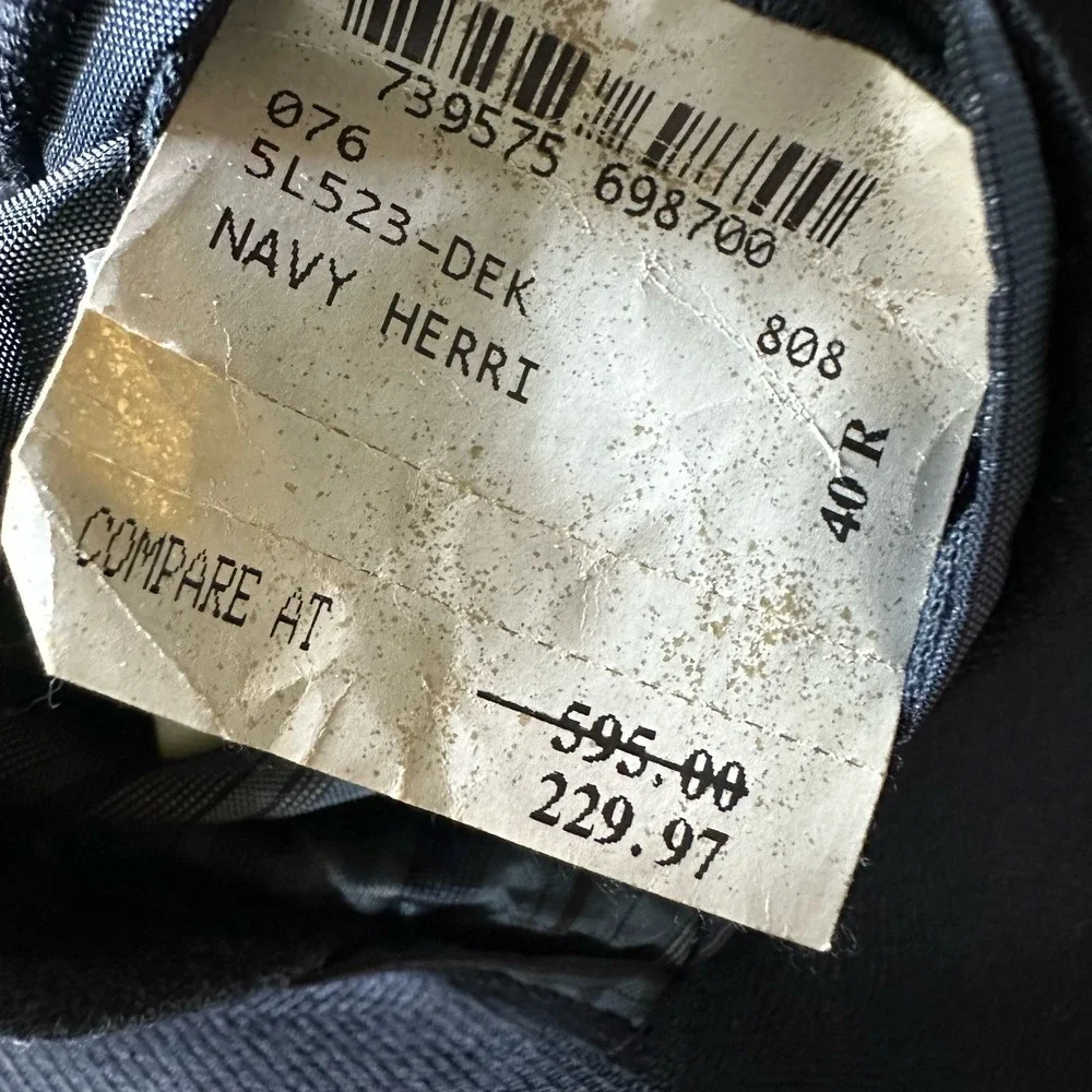 John‎ Varvatos USA Dekalb Navy Herringbone Wool Silk Blazer Sport Coat 40R Mens